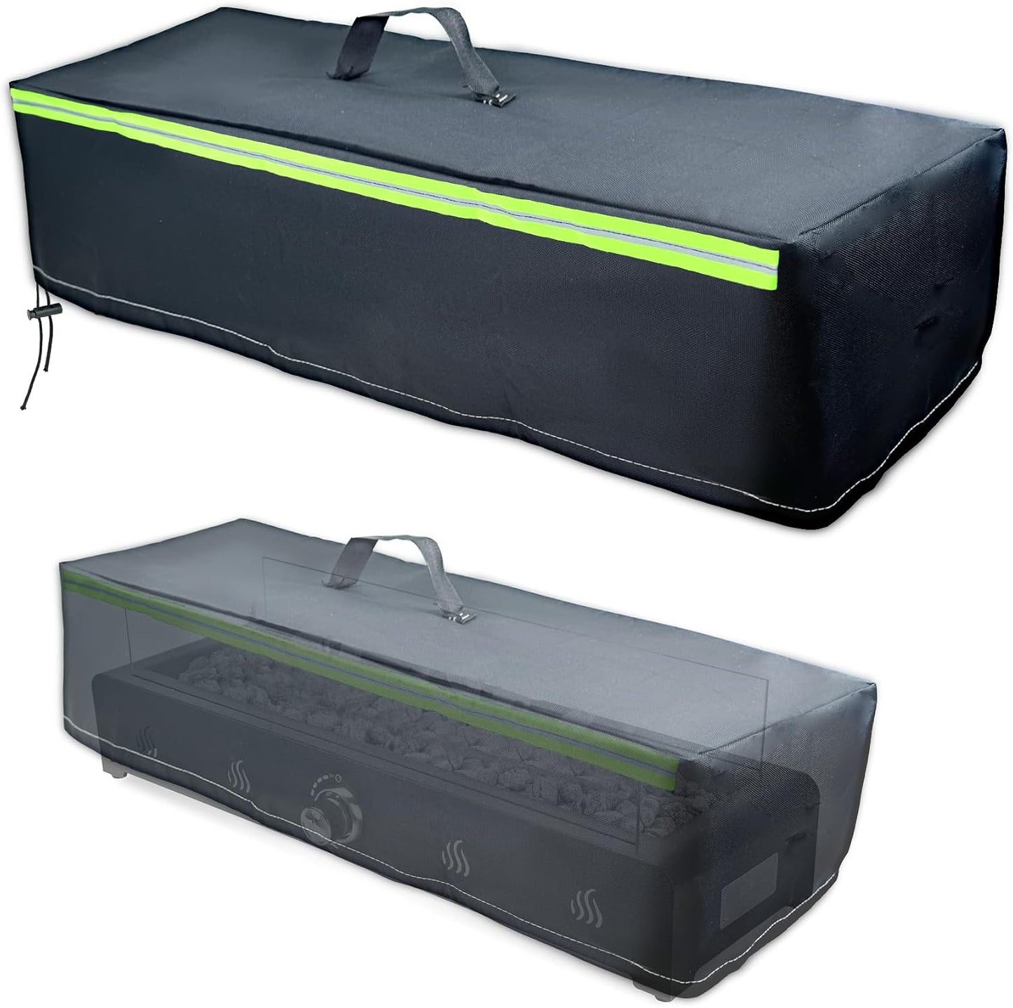 Cubierta hoguera mesa 29.5" con rayas brillantes asas cordón