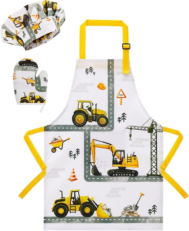 Delantal cocina artística con sombrero y guantes para niños