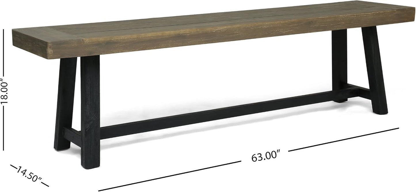 Banco madera acacia acabado gris y negro