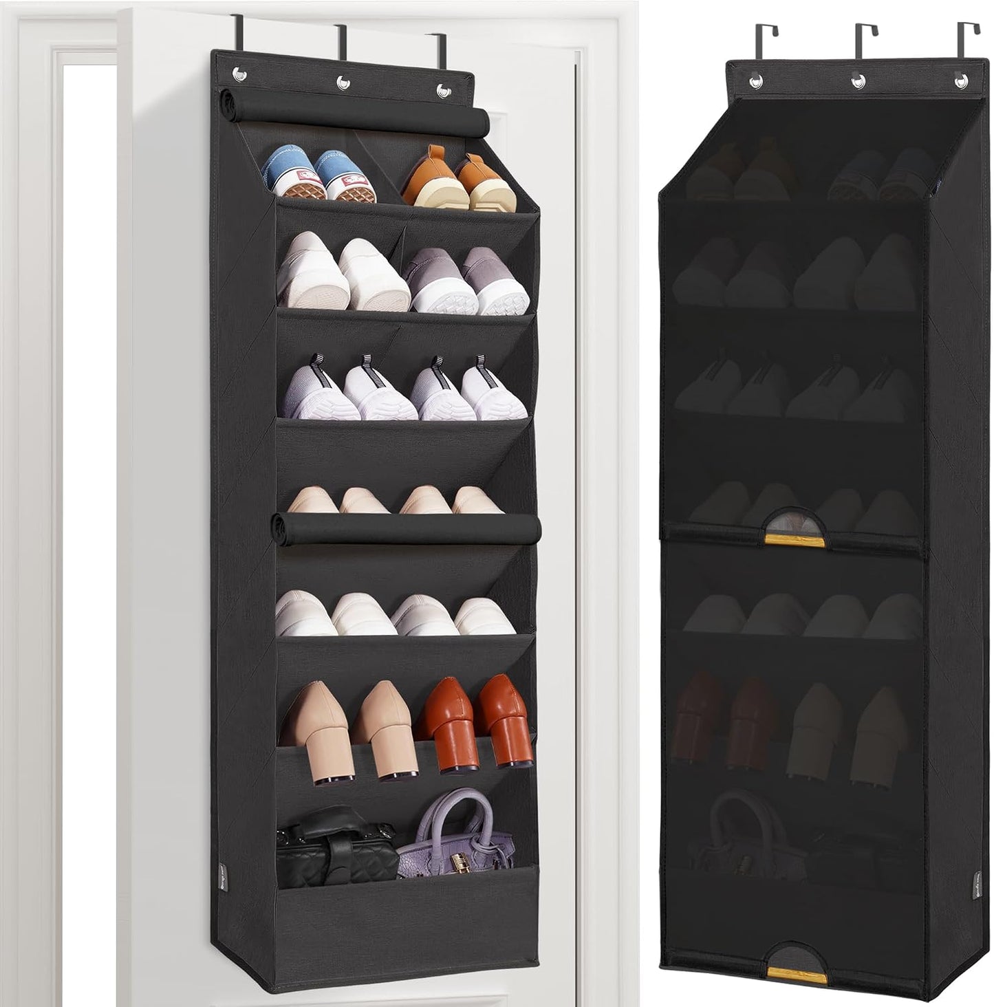 Organiz. zapatos colgar puerta 7 estantes negro