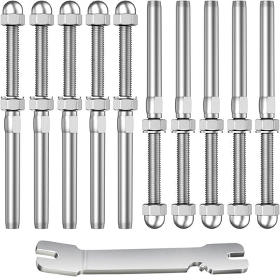 10 Tacos Roscados Acero Inox T316 para Barandilla Cable 1/8