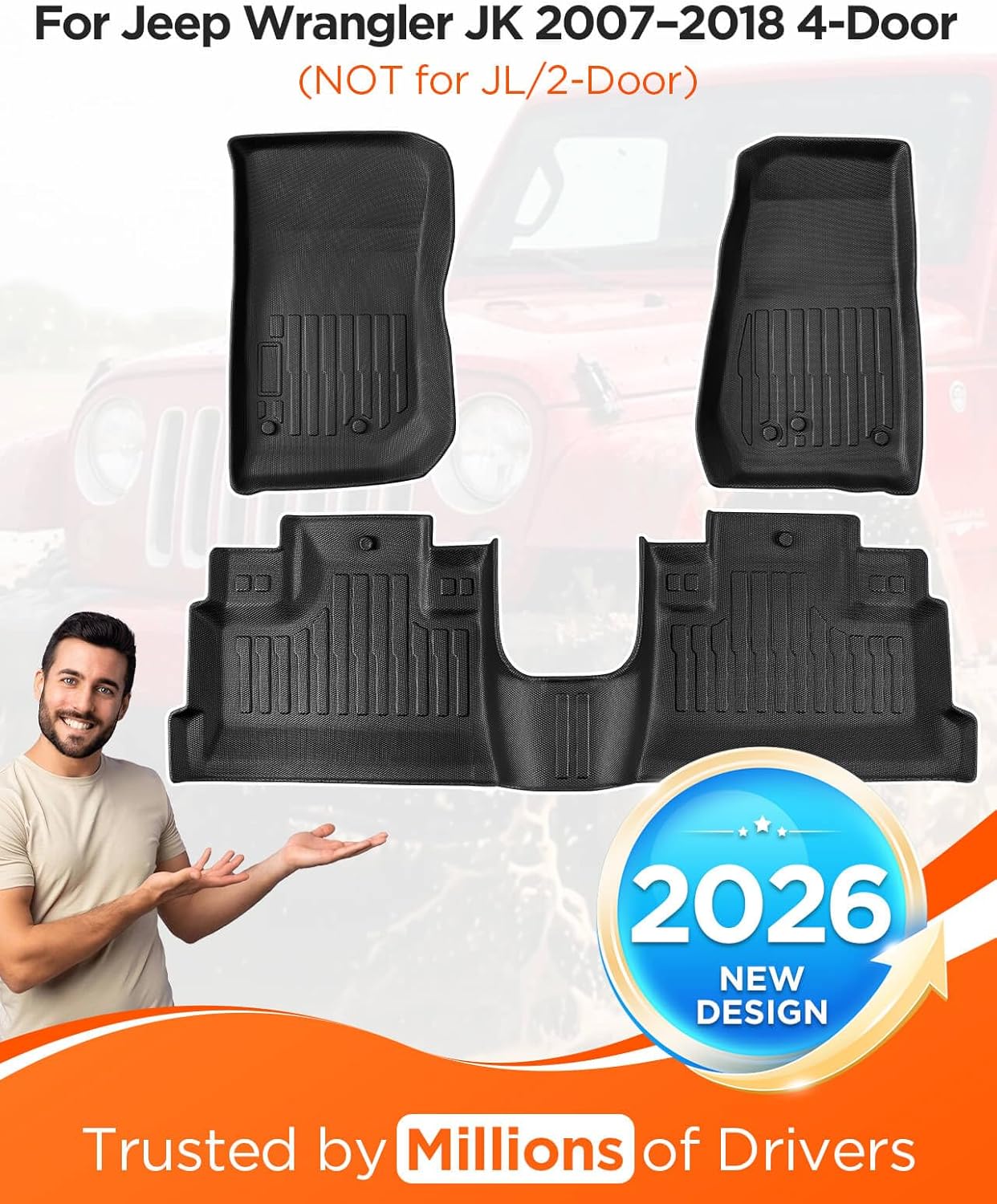 Alfombrillas auto Jeep Wrangler JK 07-18 4 puertas