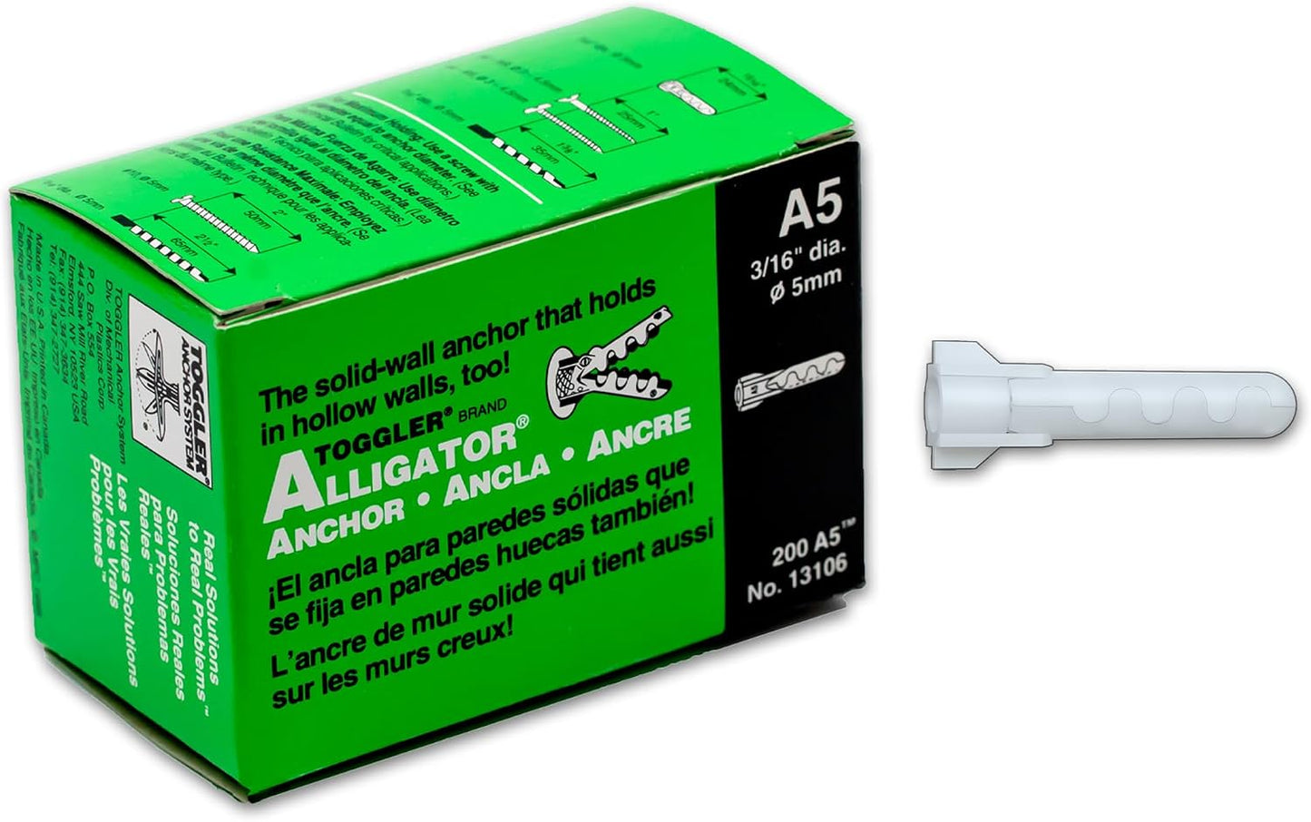 Anclajes A5 cocodrilo plástico hormigón 75libra 1/2