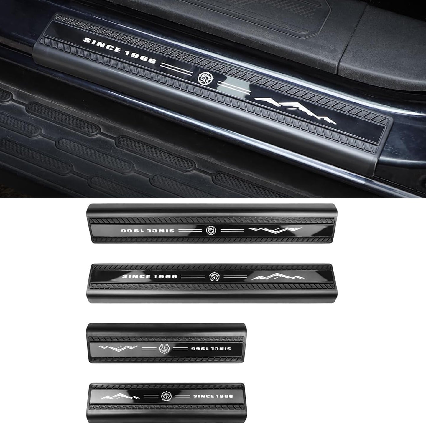 4 Protectores umbral puerta Ford Bronco 2021-25 patrón 1966