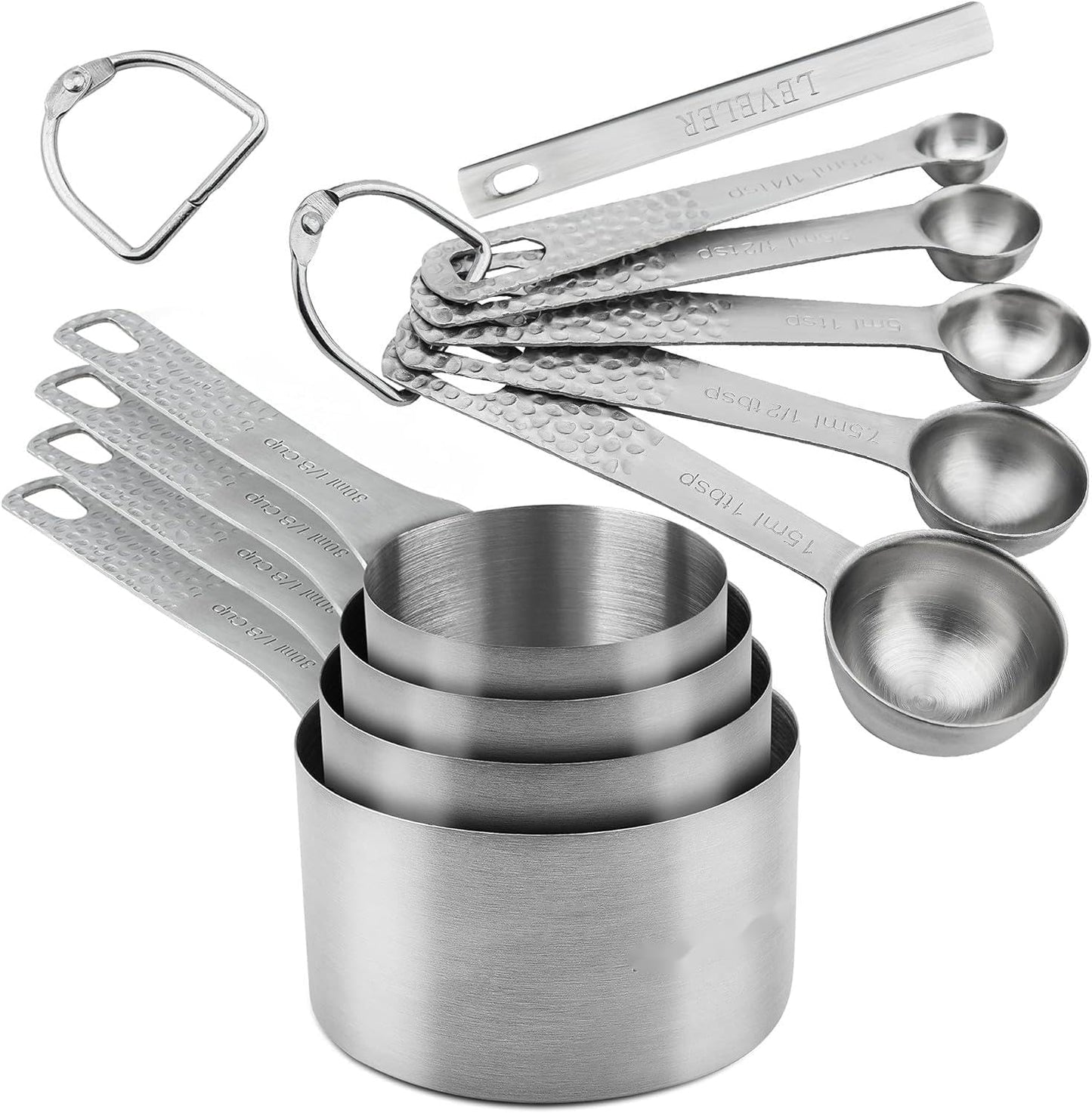 Set 10 Tazas Medidoras Acero Inox 18/8 Cucharas y Nivelador