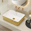 Lavabo rectangular cerámica 19pulg rayas doradas baño