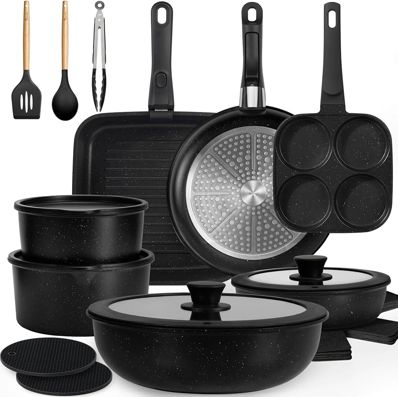 Set 24 Ollas Sartenes Antiadherentes Mango Extraíble
