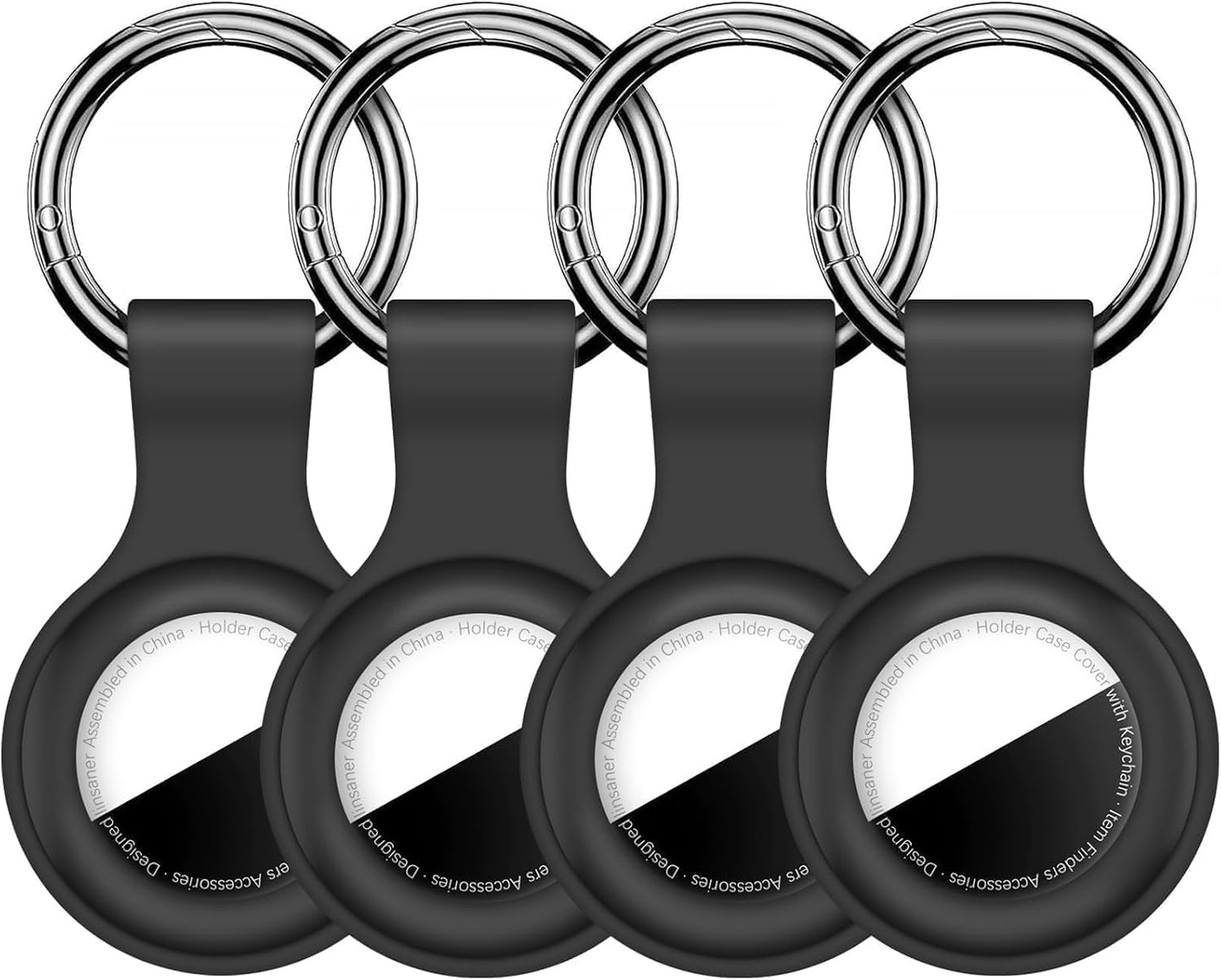 4 Soportes AirTag 1ra y 2da Gen Llavero Silicona Negro