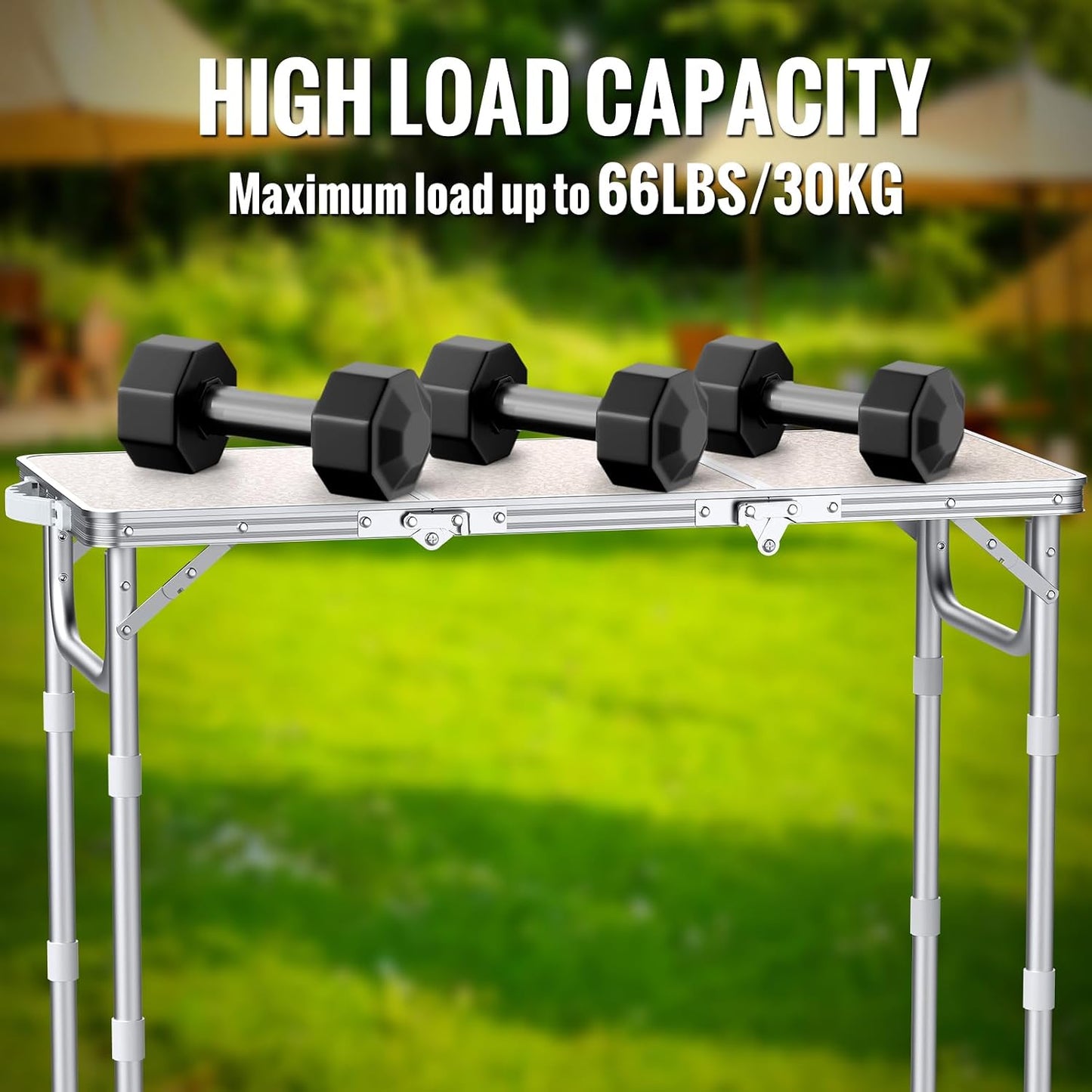 Mesa campamento plegable aluminio 34.2pulg color plateado