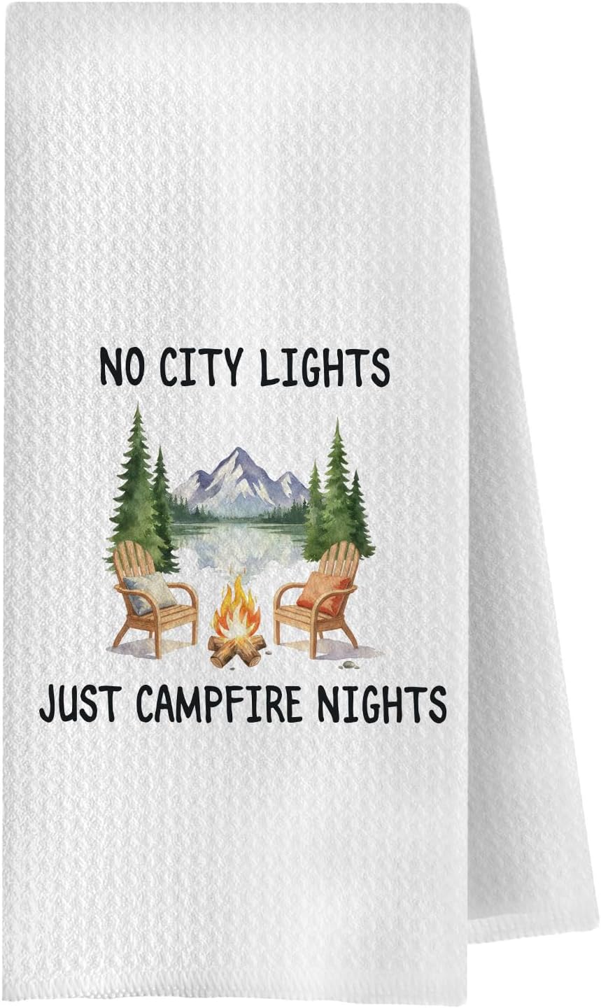 Toallas de cocina de campamento para cámper sin luces de ciudad 16 x 24