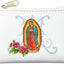 Bolsa rosario cuero sintético blanco cierre cremallera 3.25"