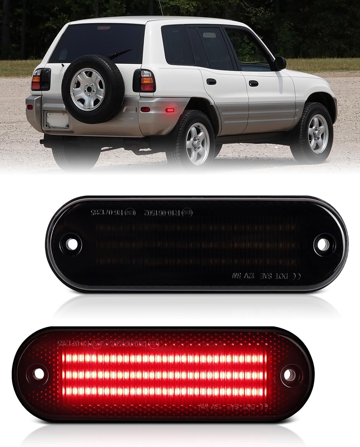 Lente ahumada LED 3 filas para luz lateral Toyota set 2