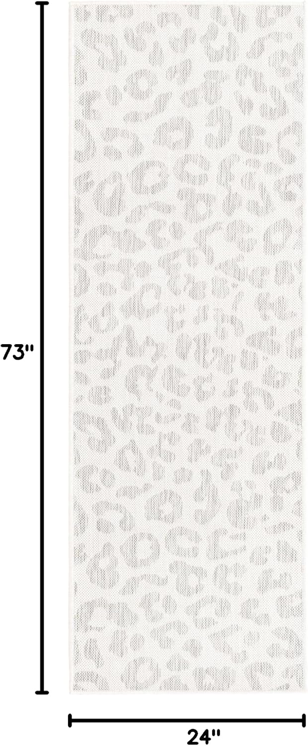Alfombra área leopardo 2x6ft1" gris marfil