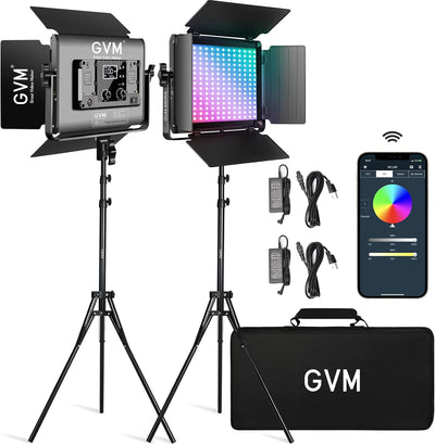 Luz LED RGB estudio 60W con Bluetooth 2 paquetes 880RS regulable
