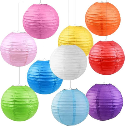10 Linternas papel chinas 12pulg decorativas colgantes multicolor
