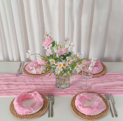 Mesa Camino Estopilla Rosa 13ft con 12 Servilletas