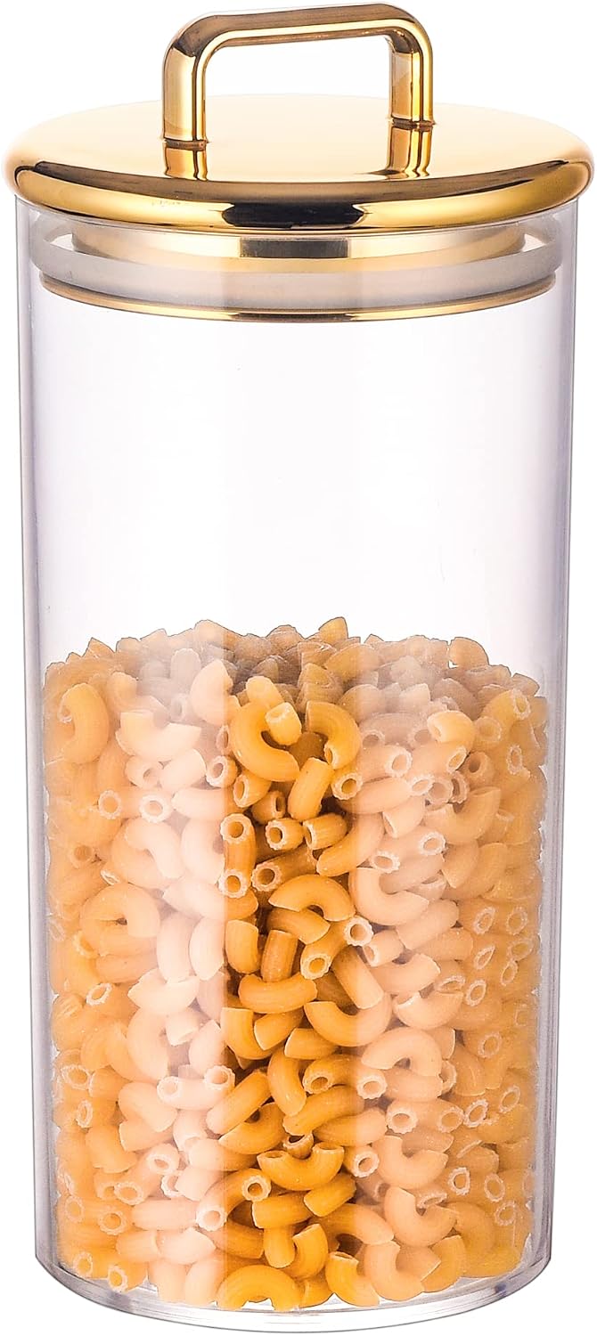 Frasco acrílico 32oz con tapa dorada para conchas y sal