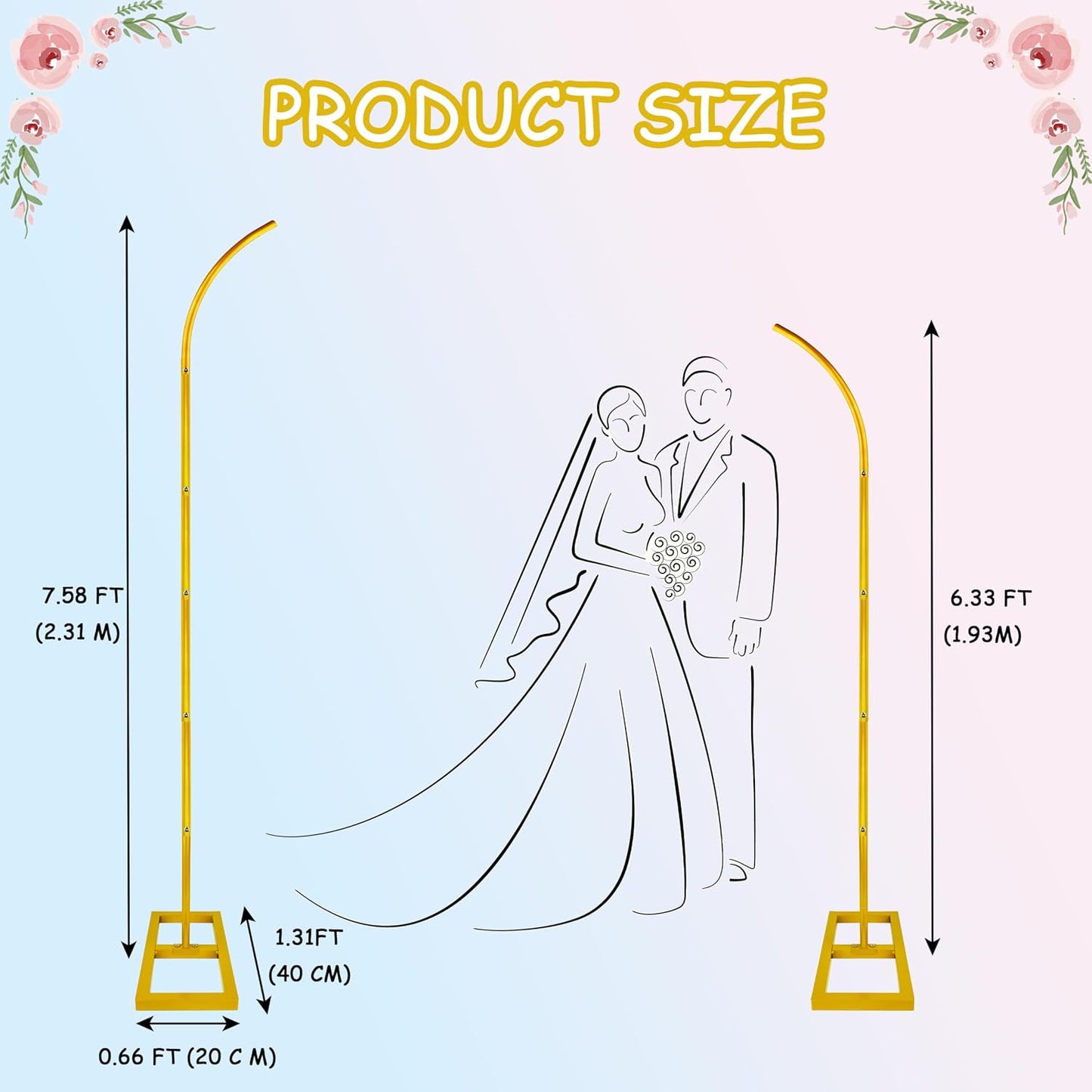 Soporte arco boda 7.58ft dorado reutiliz. decoración