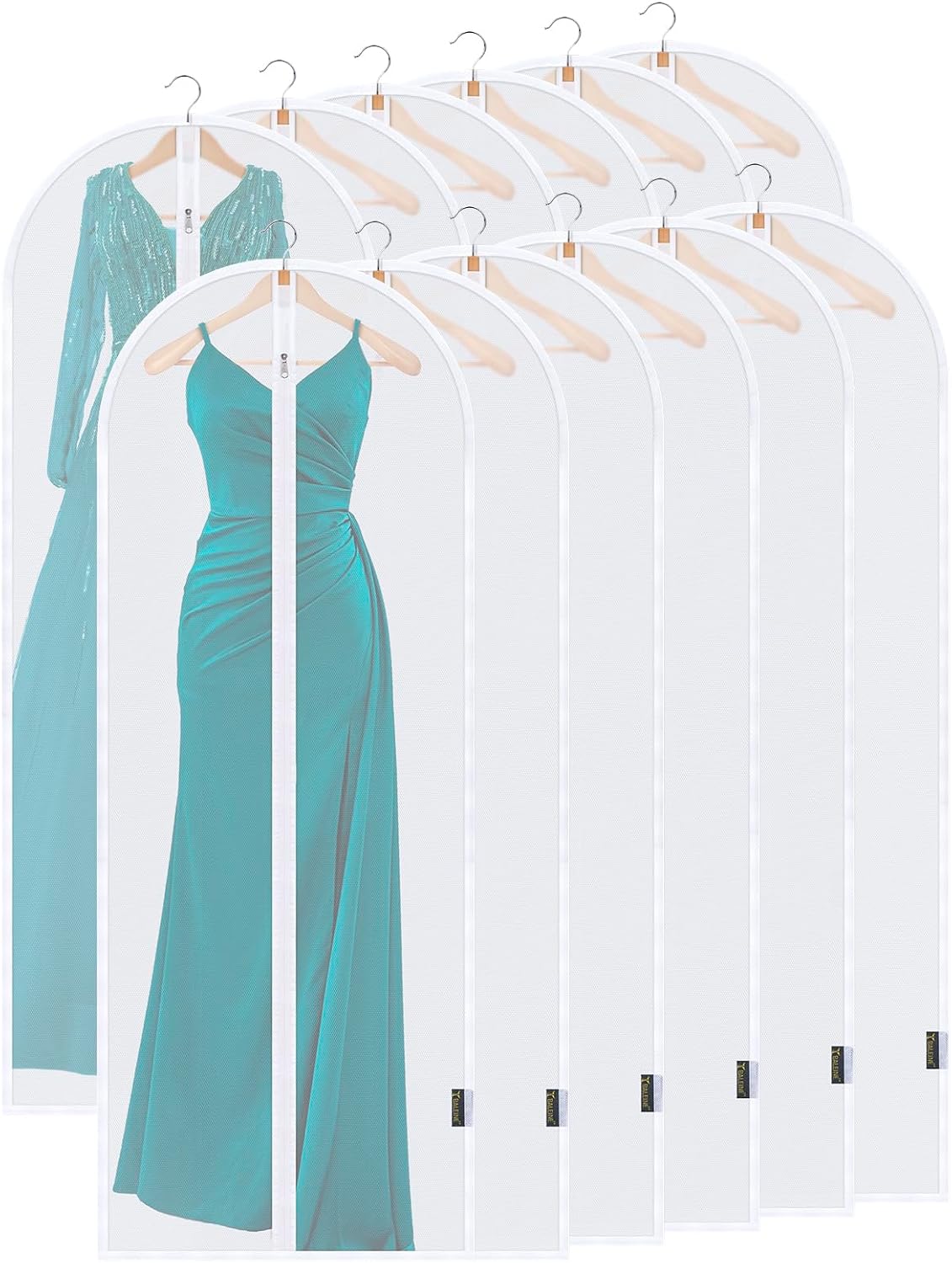12 Pzas Bolsas Translúcidas PEVA para Ropa 60" Blanco