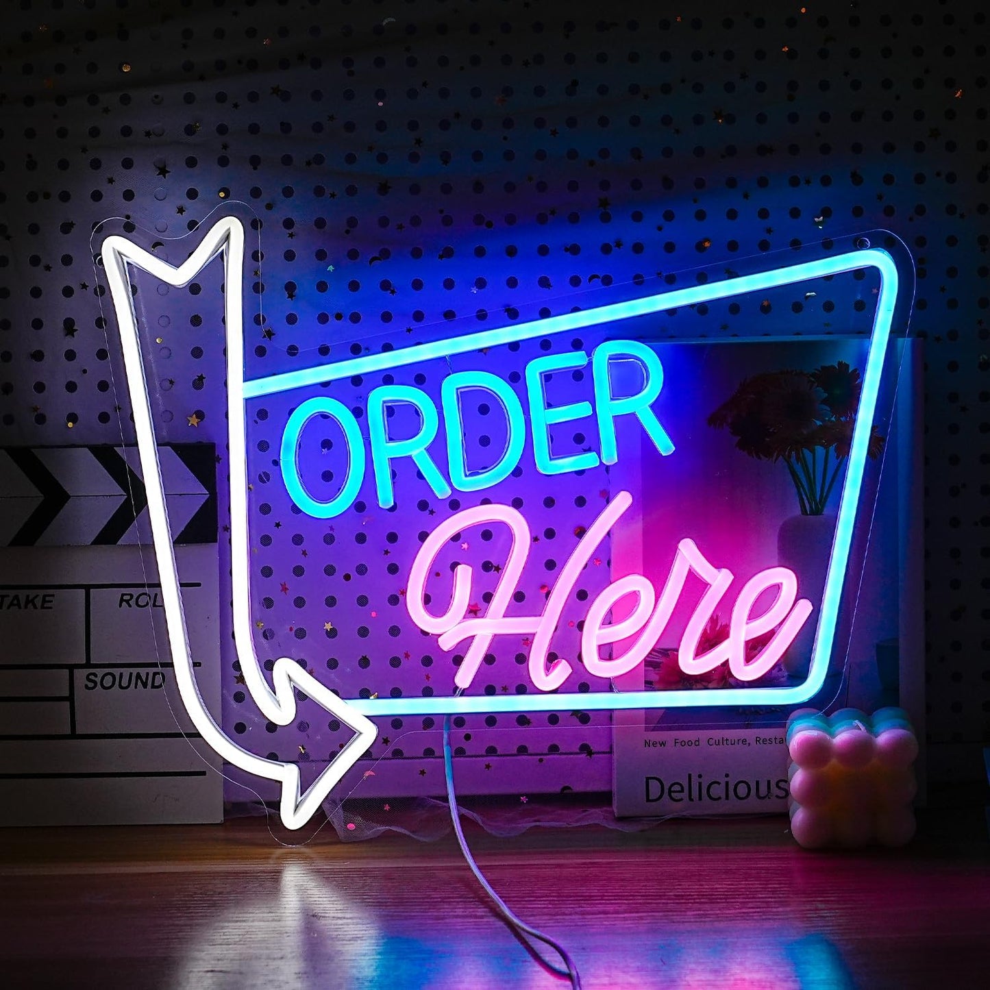 Letrero neón LED regulable para tienda bar 16x12pulg