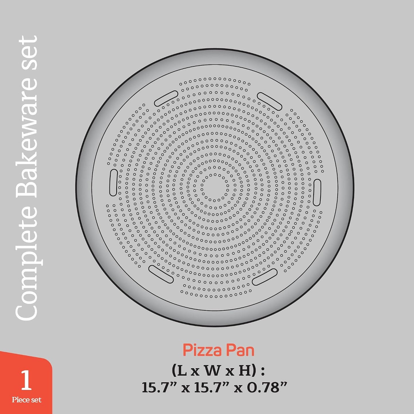 Bandeja hornear pizza acero carbono 15.75pulg antiadherente gris
