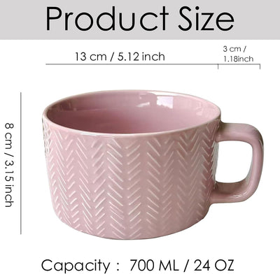 Taza café xxl 24oz rosa con asas taza sopa 700ml cerámica