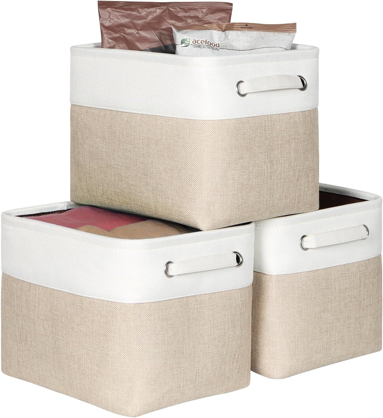 Set 3 organiz. plegables tela asas duraderas 12x10