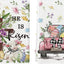 Juego de 2 toallas de cocina con diseño de oveja, camión, conejo y flores Pascua primavera