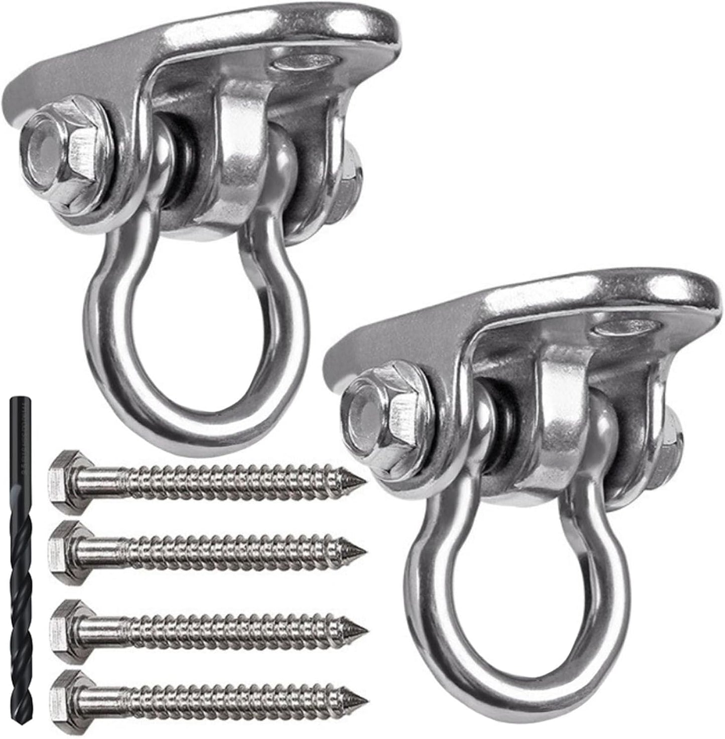 2 Set Ganchos Inox 180° para Hamaca Madera 1500lb