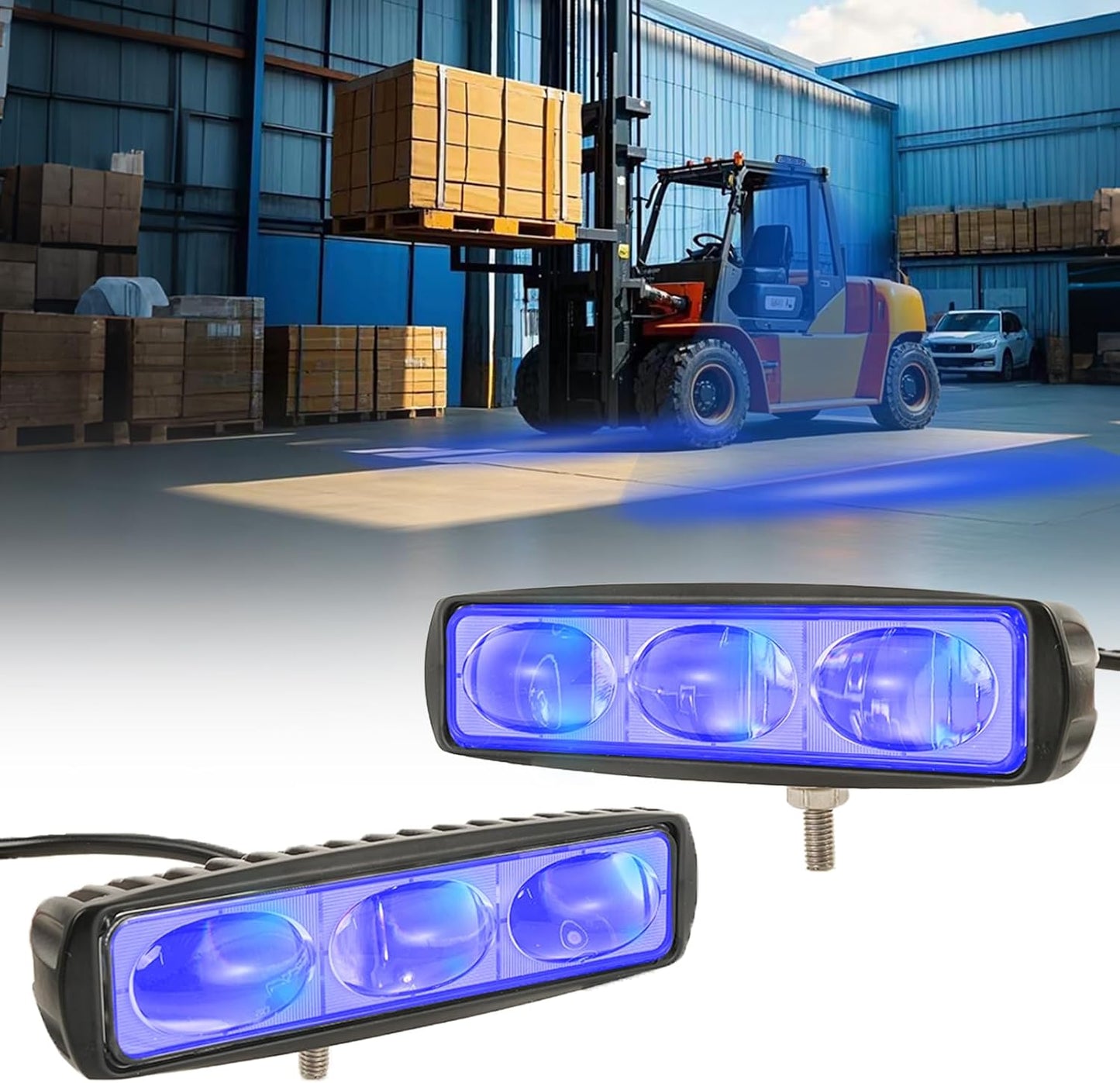 Luz LED azul montacargas 30W 12-100V ajustable AGV almacén