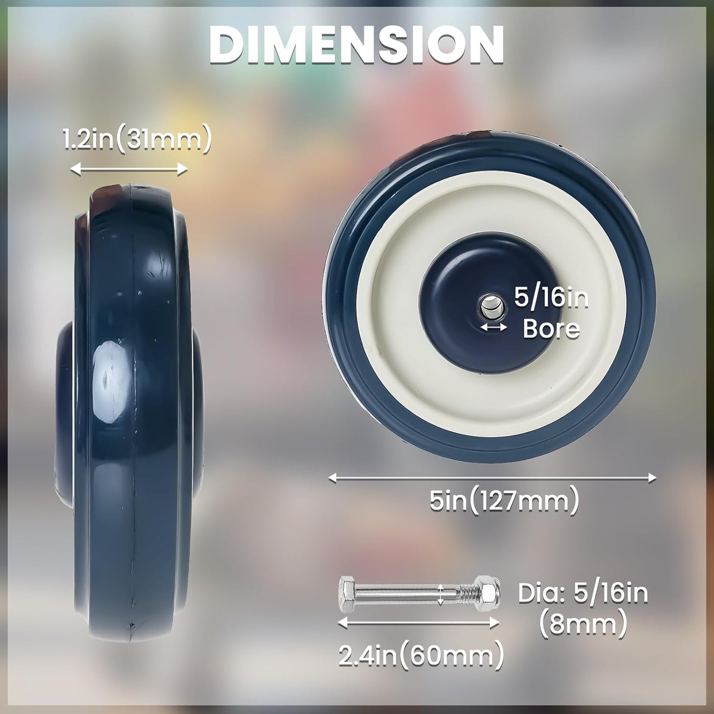 4 Ruedas Repuesto Carrito 5" Silenciosas Doble Rodamiento
