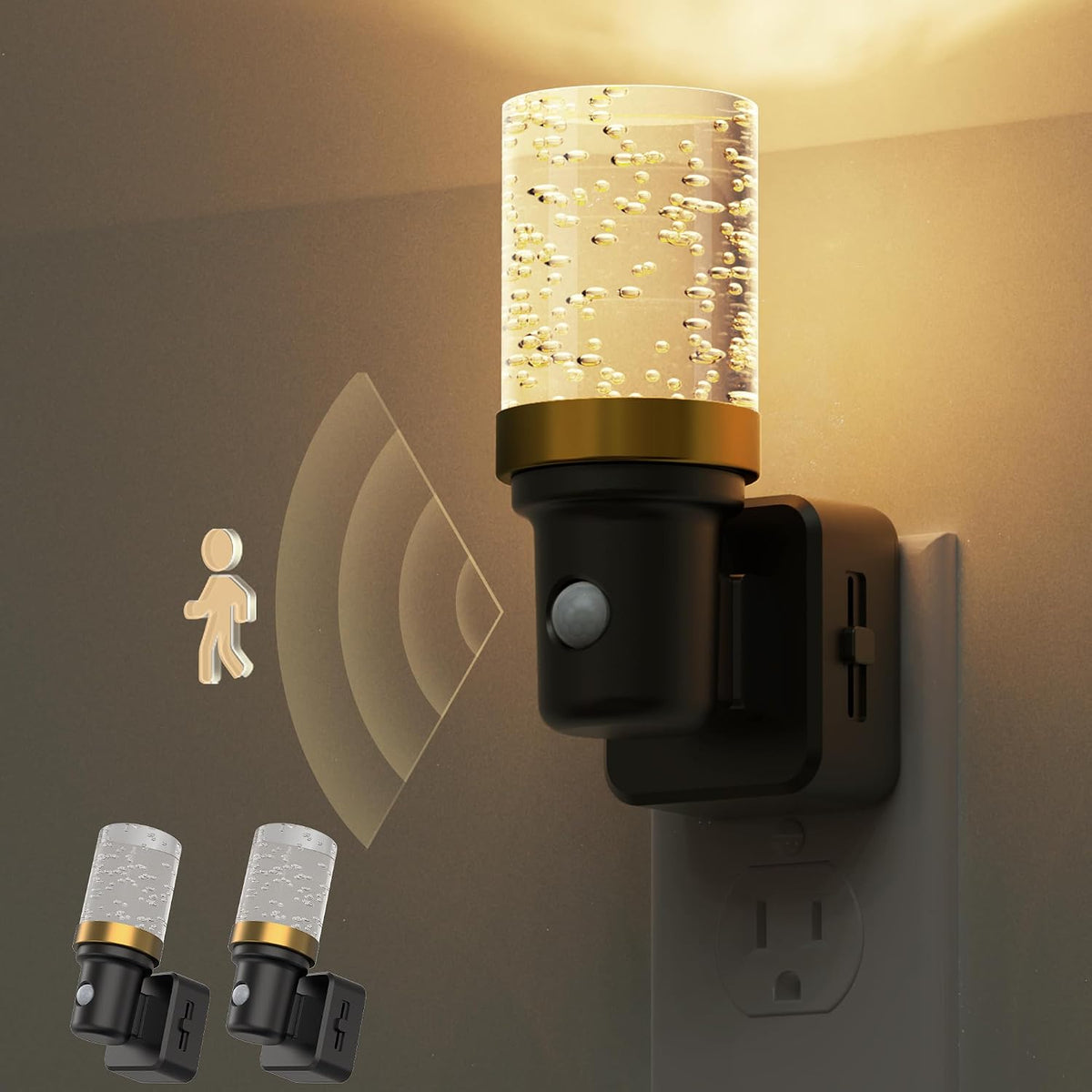 Luz Nocturna Sensor Movimiento 2 Pzas Led 1W Regulable 0-100lm