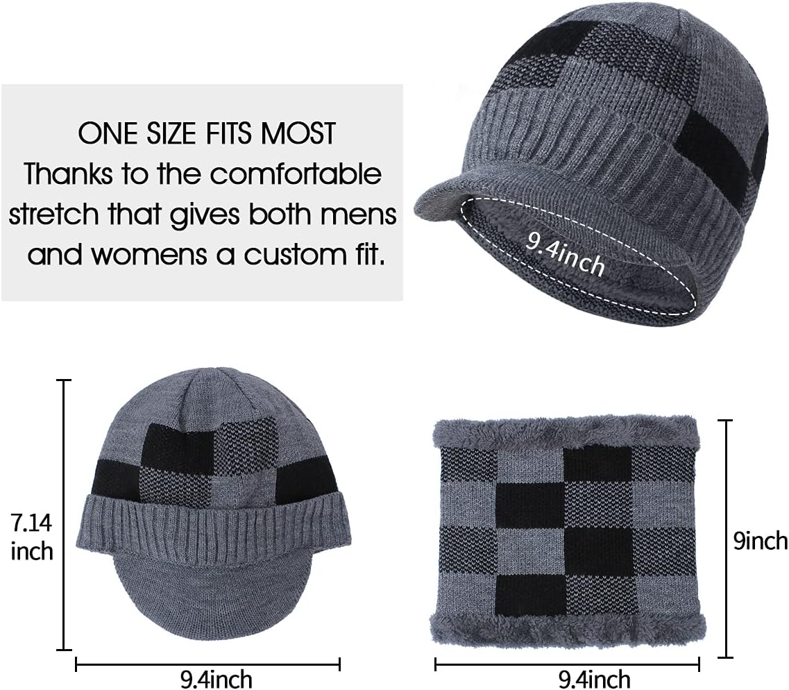 Bufanda invierno para hombre mujer visera punto forro polar