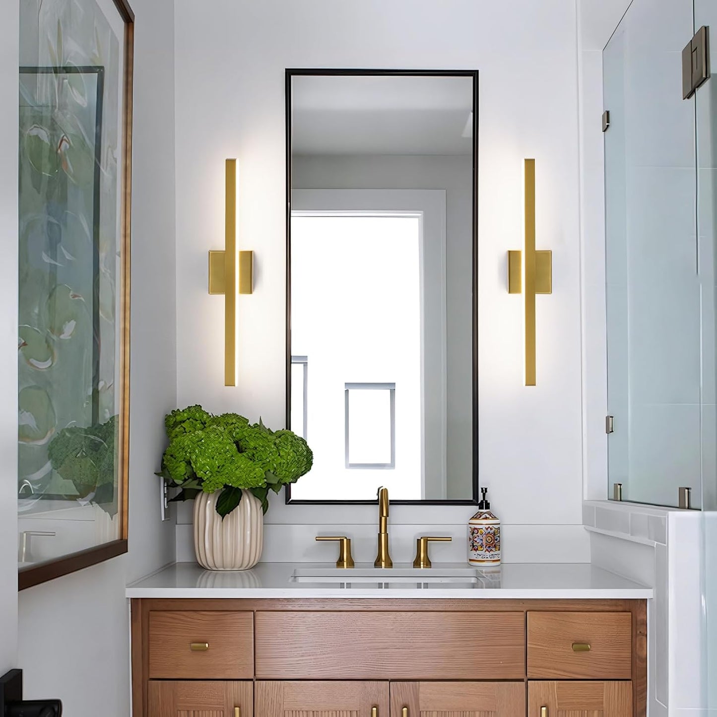 Luz de tocador baño dorada 61cm LED regulable 5CCT