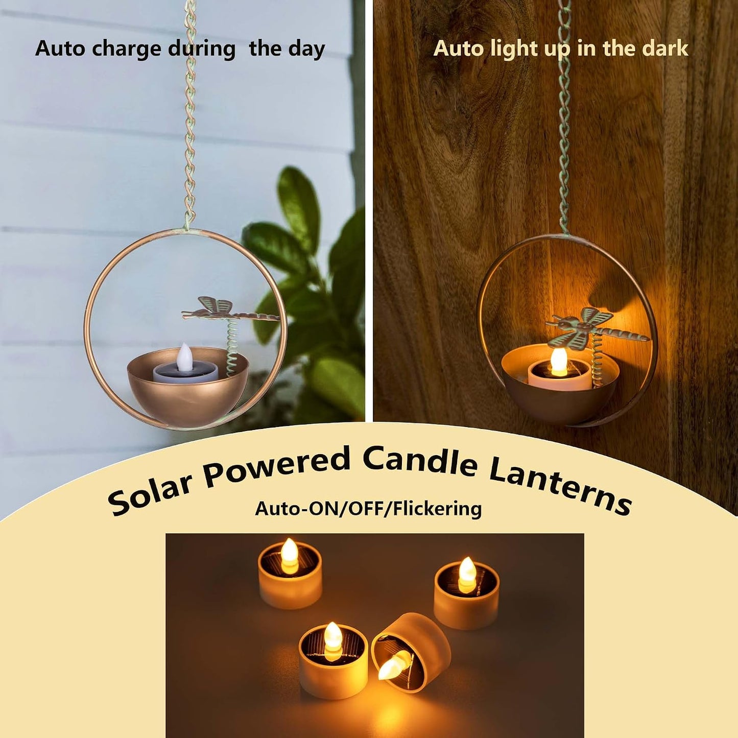 Farol solar colgante estilo libélula para exteriores 4 pzas