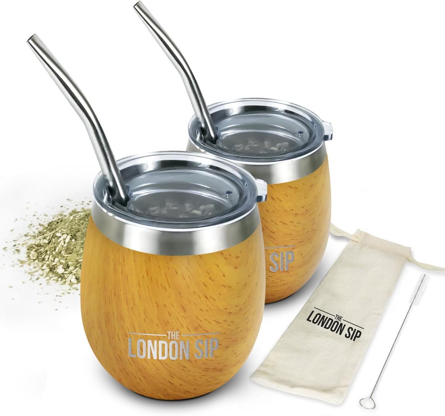 Set taza yerba mate bombilla 2 calabazas 8oz madera Burl