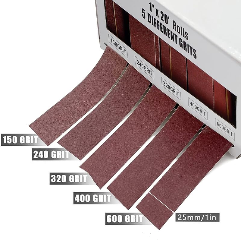 Rollo papel lija 5 granos rojo 6M para metal