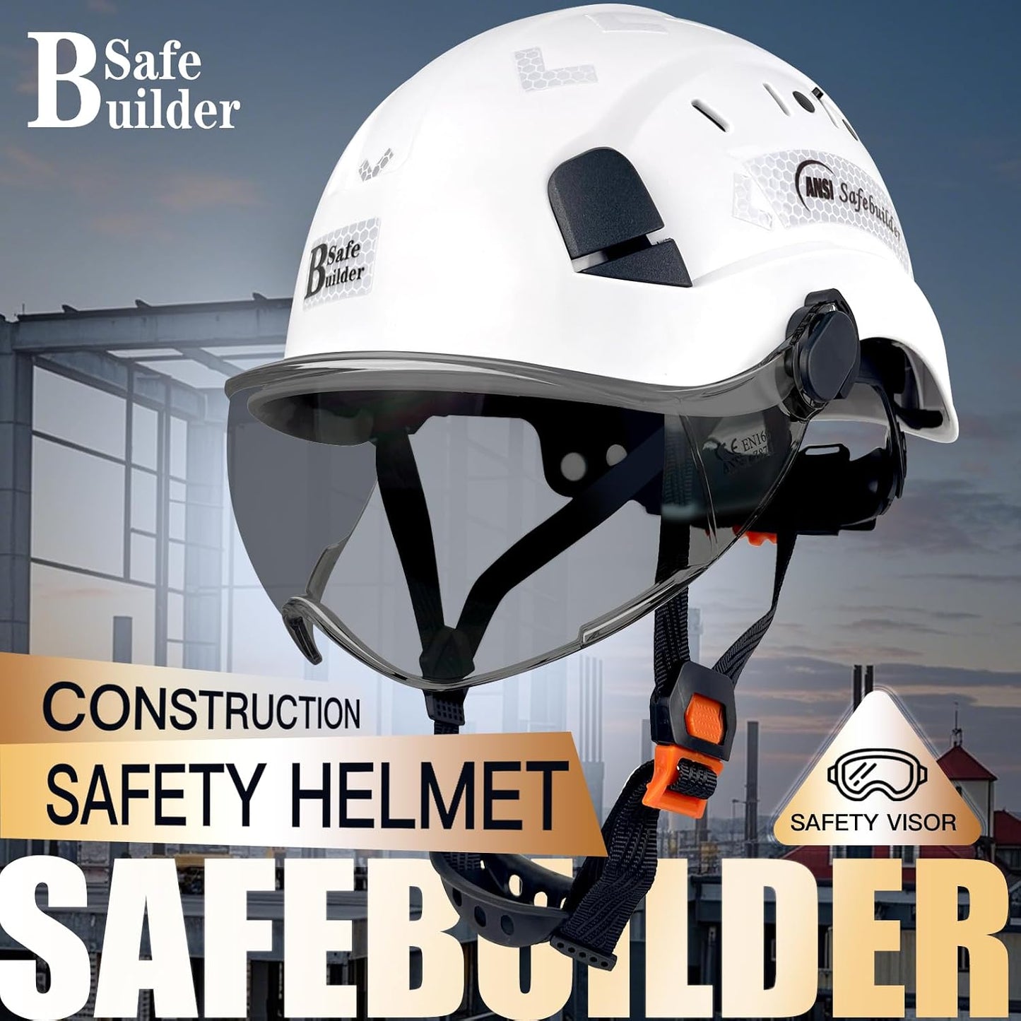 Casco seguridad construcción visera ABS ventilación ANSI