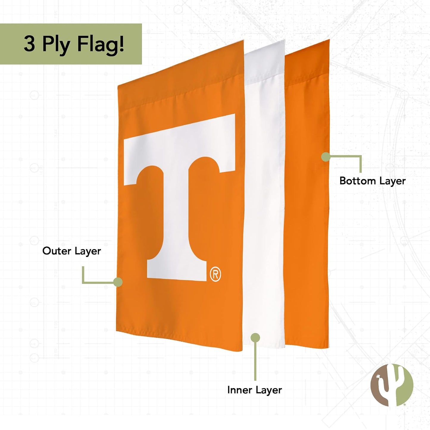 Bandera jardín UT Voluntarios 19x12pulg diseño H