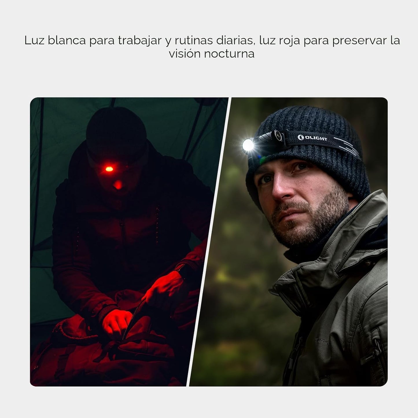 Linterna frontal LED 1250 lúmenes recargable luz roja