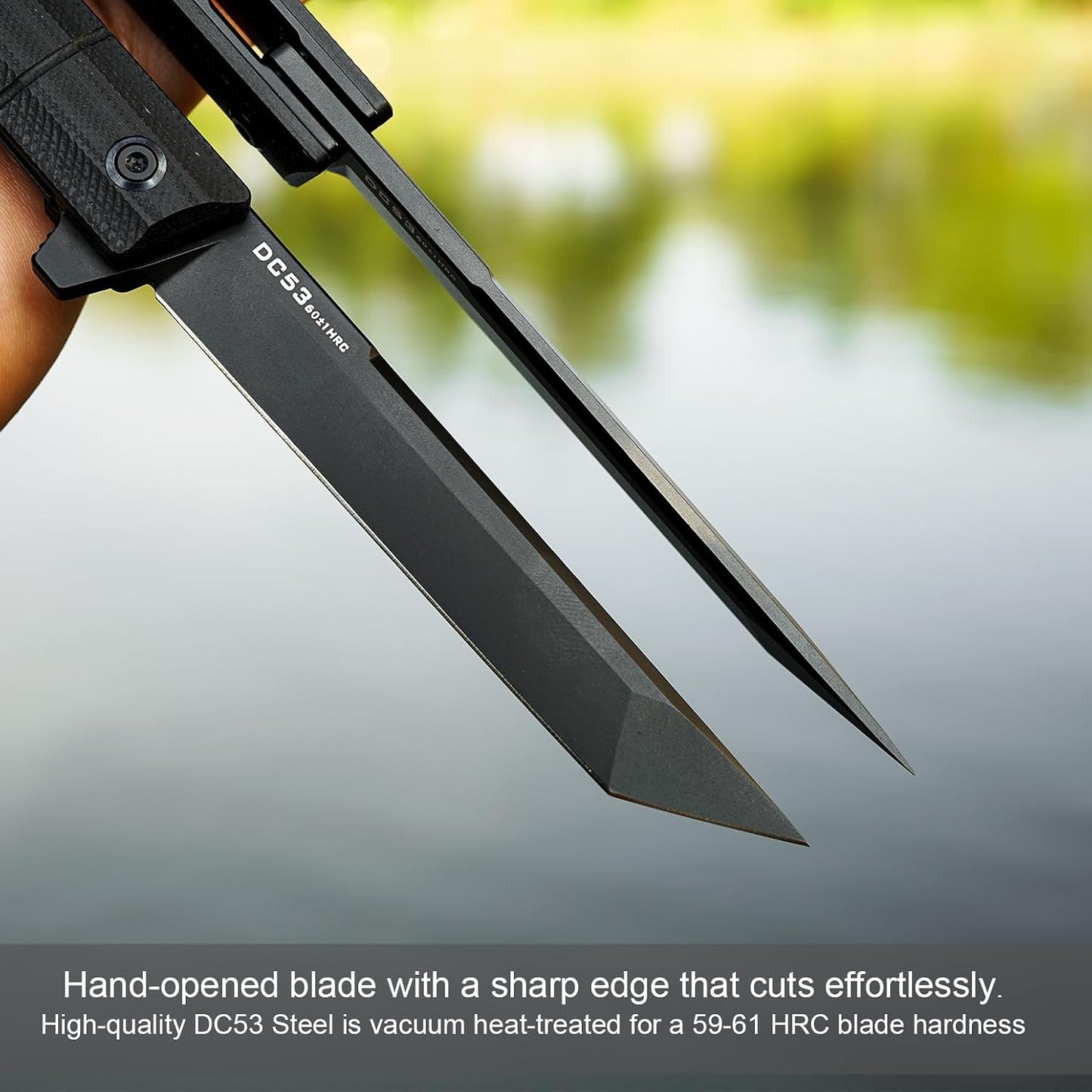 Cuchillo plegable EDC acero DC53 mango G10 con clip