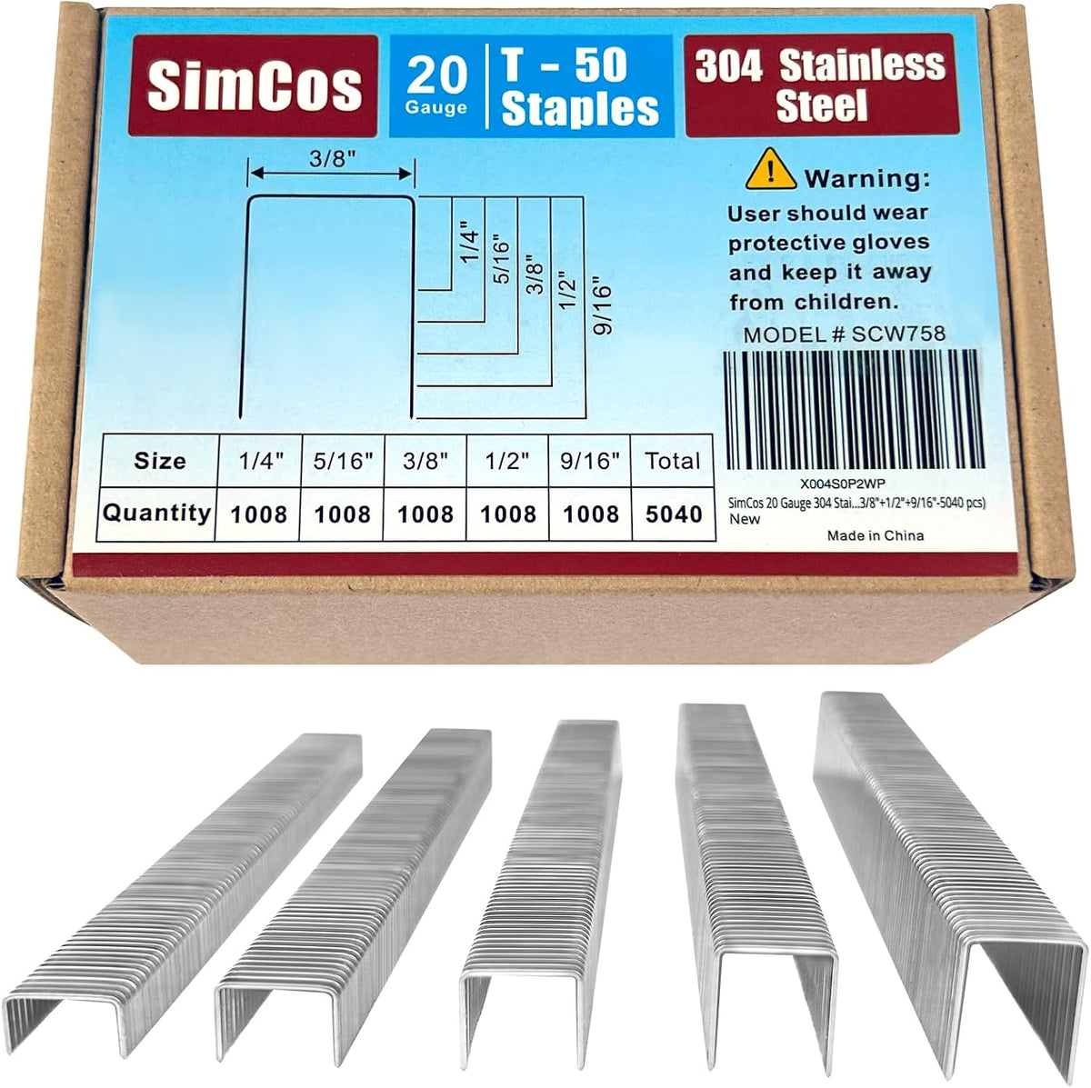 Grapas acero inox 304 tapicería 3/8 pulg 1008 uds