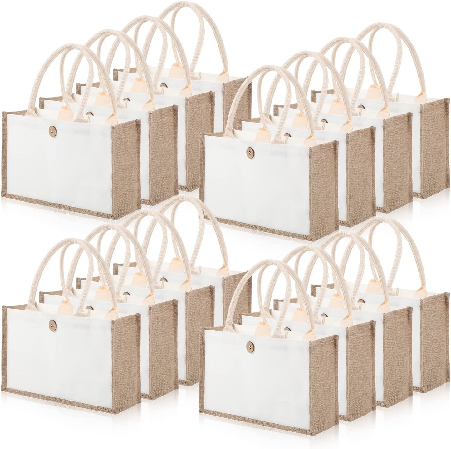 16 Bolsas Yute Reutiliz. Blanco con Asas