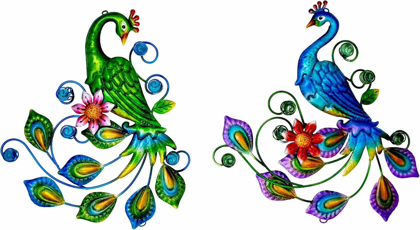 Escultura pavo real metal decoración exterior e interior 11"