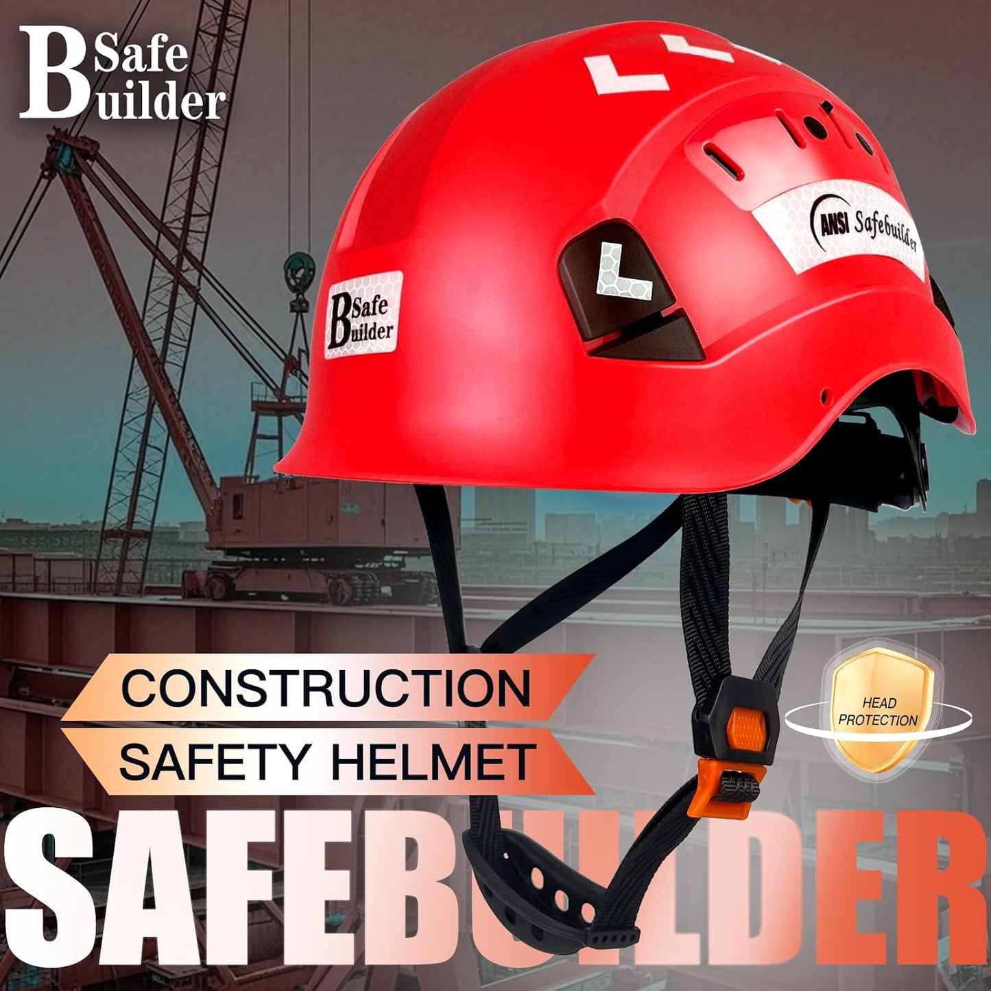 Casco seguridad construcción ajustable 6 puntos ANSI
