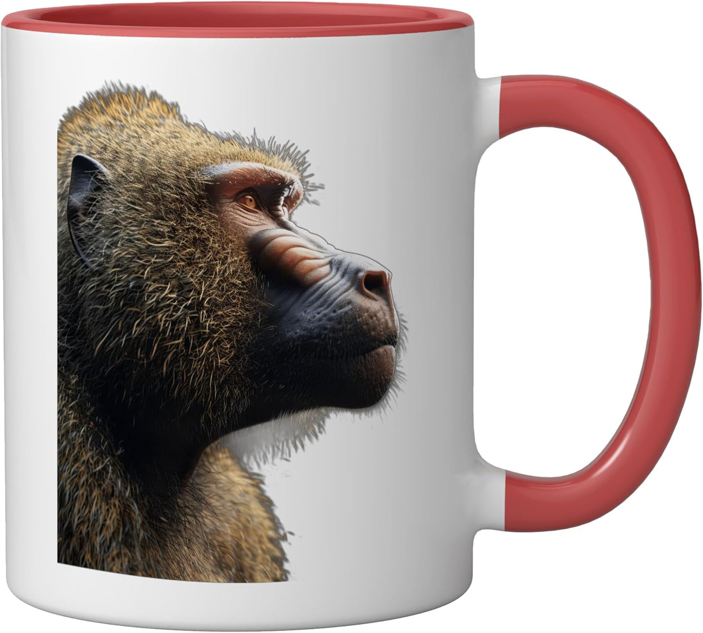 Taza Cerámica Baboon Roja/Blanca