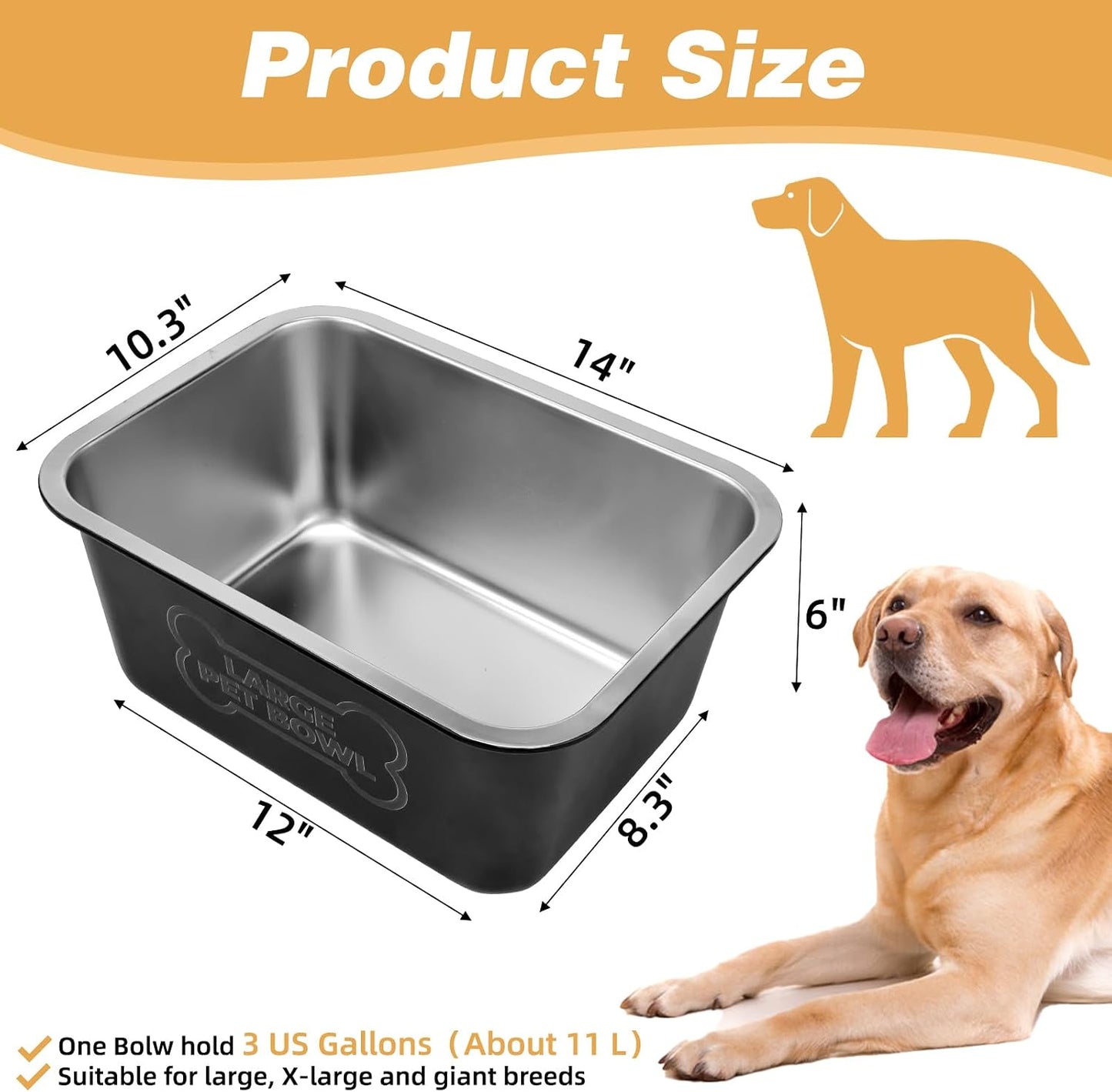 Cuenco agua 3gal acero inox para perros interiores exteriores