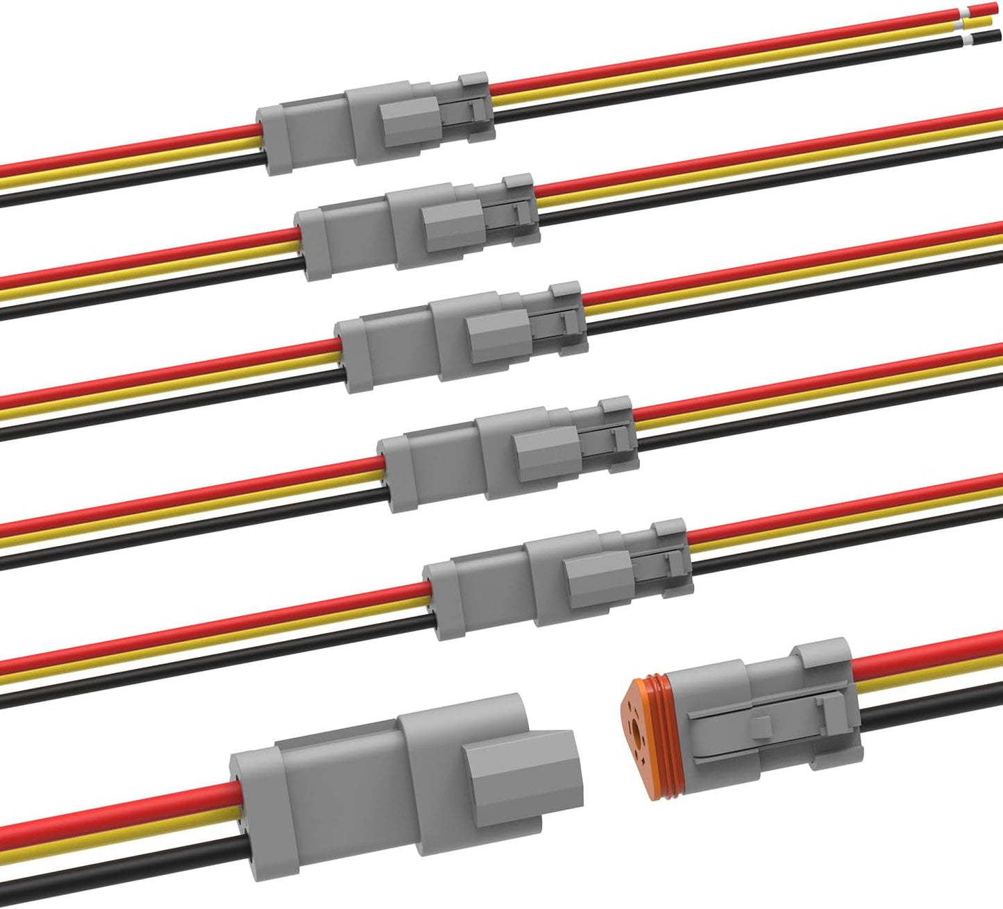 Kit conectores 3 pines impermeables 16 awg auto 6 pzas