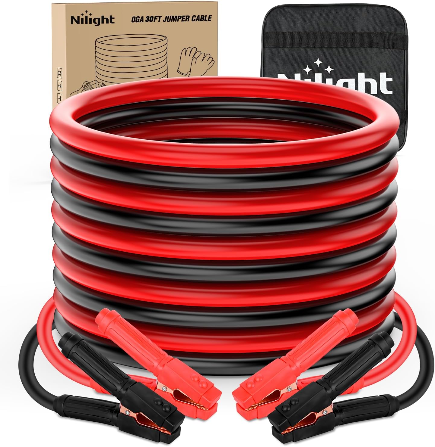Cables puente batería auto 30pies 1000A CCA con bolsa