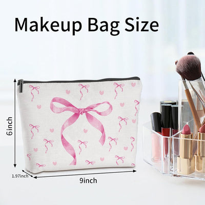 9 bolsas maquillaje con lazo rosa cremallera viaje